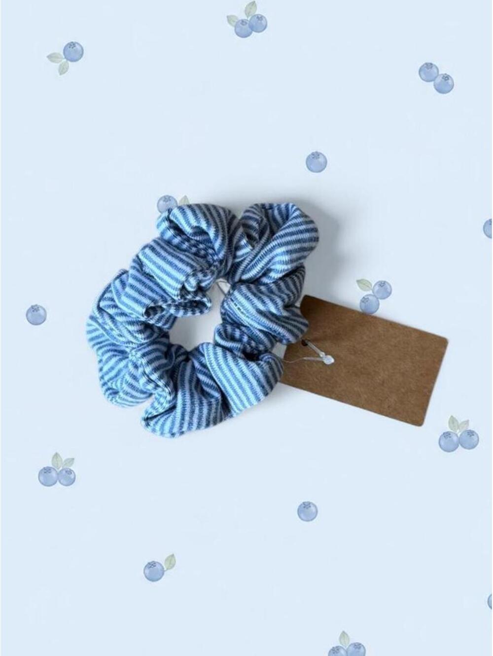 Brandy Melville blue and white striped scrunchie